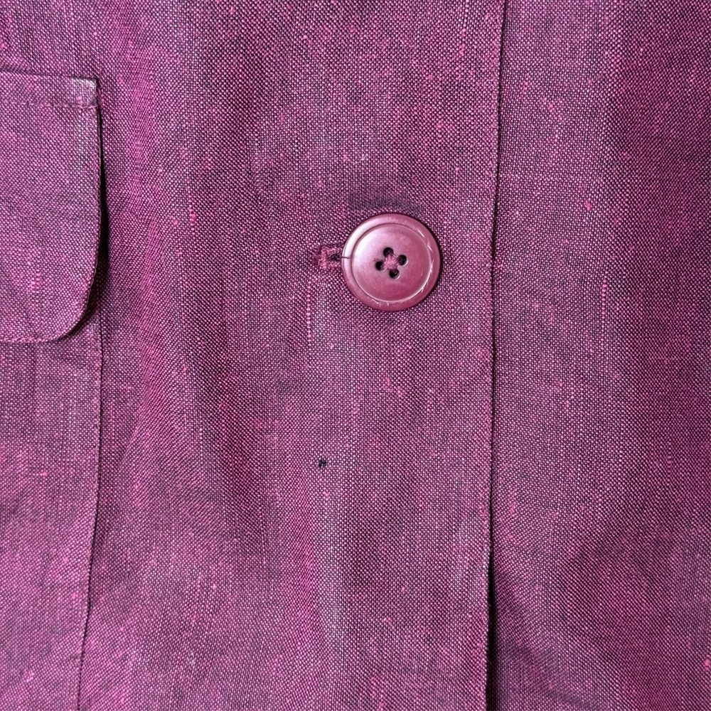 Hilliard Hanson Women's Linen Blazer Size 8 Burgundy Jacket New 80s Style - Picture 5 of 9